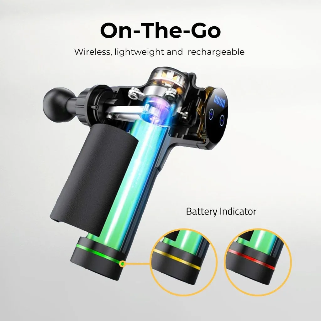 8 Hour 6-Head LCD Massage Gun, 30-Speed - Verpeak